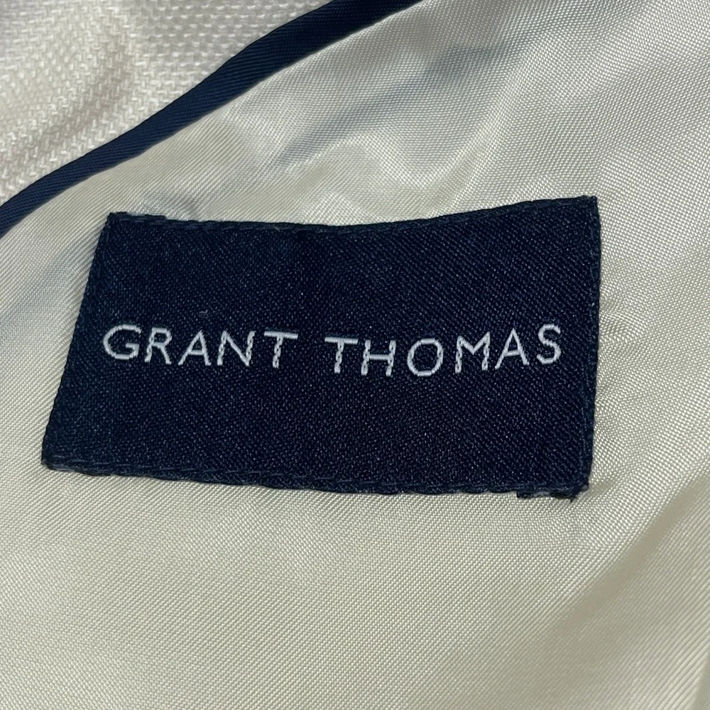 Vintage Lord & Taylor Grant Thomas Mens Ivory Silk Wool Blazer Sport Coat 38S